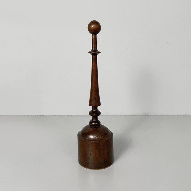 Italian Round Doorstop in Turned Wood, 1930s For Sale - Image 12 of 12