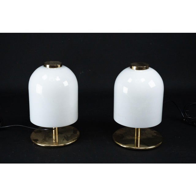 1980s Italian Lattimo Murano Glass Mushroom Bedside Lamps, 1980s, Set of 2 For Sale - Image 5 of 13