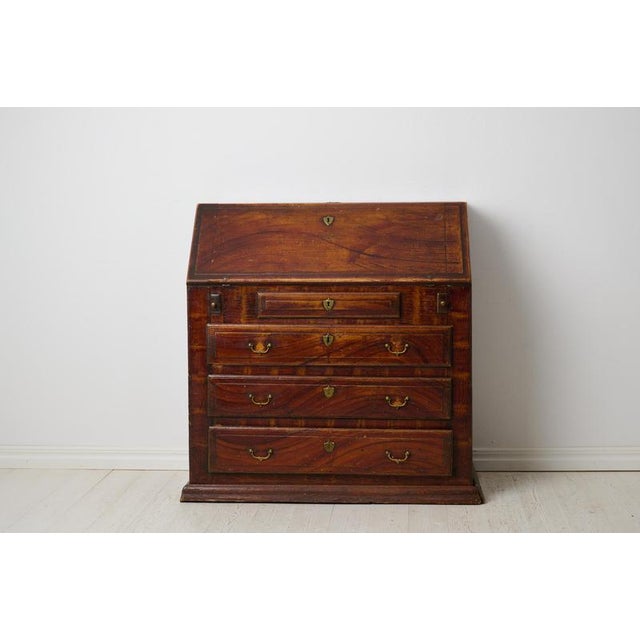 Wood Folk Art Secretaire in Mahogany For Sale - Image 7 of 16