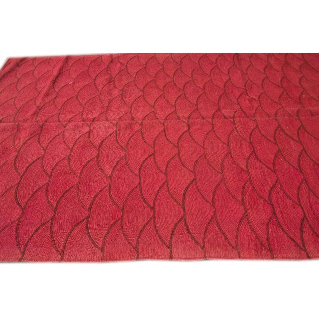 Vintage Kilim Flatweave Pink Geometric Wool Rug For Sale - Image 4 of 8