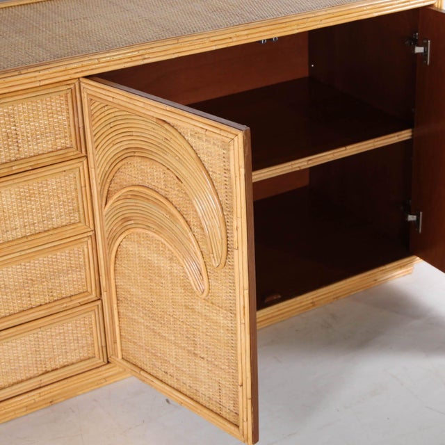 Palm Tree Sideboard in Rattan and Raffia For Sale - Image 4 of 18