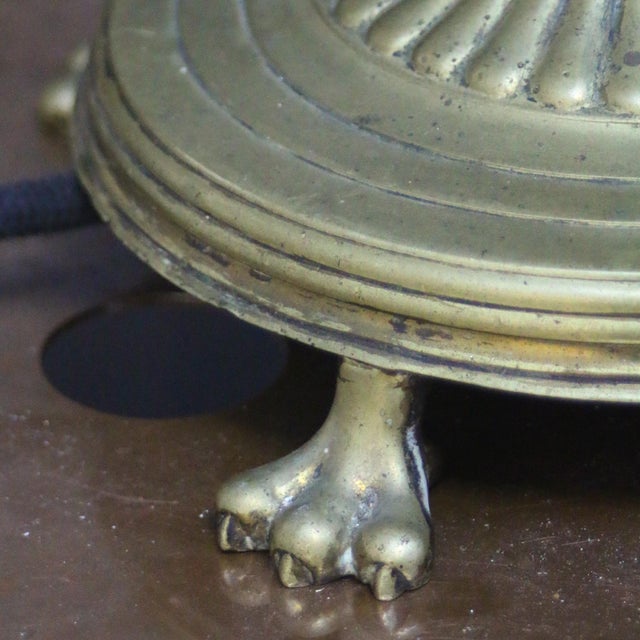 French Art Deco Brass and Frosted Glass Table Lamp, 1920s For Sale - Image 9 of 11