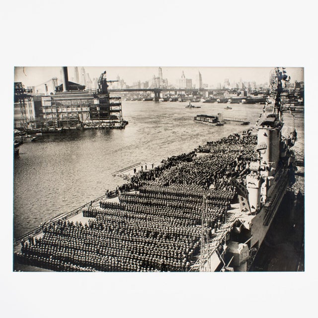 USS Roosevelt, New York Navy Day 1945, Silver Gelatin B and W Photography Framed For Sale - Image 4 of 8