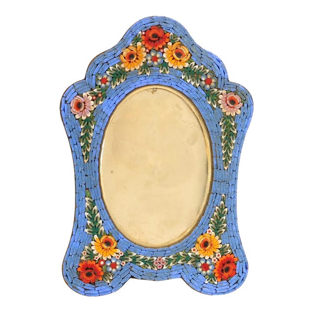 Rare Large Midcentury Italian Micromosaic Picture Frame for Neiman Marcus For Sale