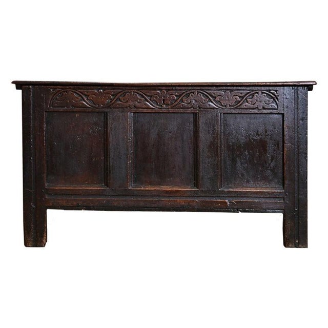 Baroque French 19th Century Solid Oak Carved Coffer For Sale - Image 3 of 11