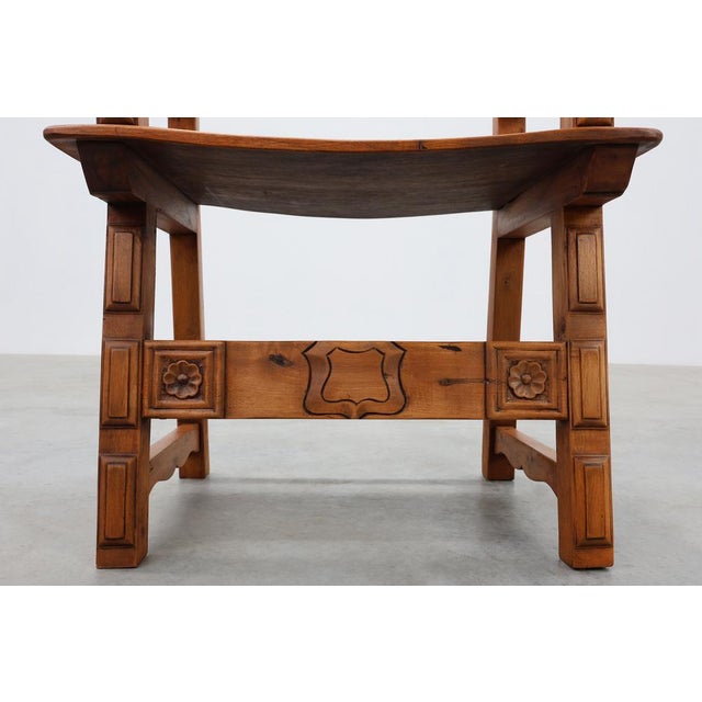 Wood Rustic Iberian Carved Oak Side Chair, Spain, 1900 For Sale - Image 7 of 16