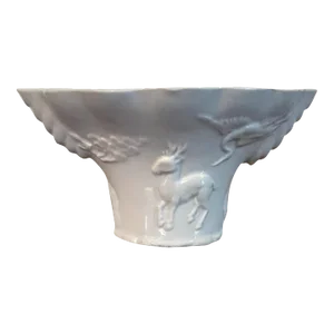 Antique 19th Century Chinese Monochrome Blanc De Chine Porcelain Libation Cup