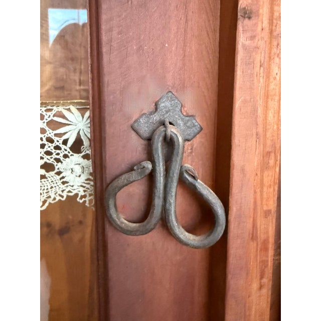 Wood Early 20th Century Rustic Cabinet or Cupboard in Solid Oak with Glass Front For Sale - Image 7 of 18