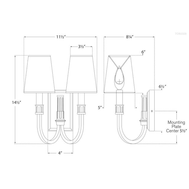 Modern Library Double Sconce in Polished Nickel with Linen Shades Designer: Thomas O'Brien Finish: Polished Nickel Height:...