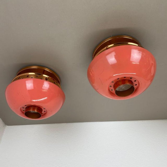 1950s Pink Spot Ceiling Light Flush Mount in the style of Stilnovo, Italy, 1950s, Set of 2 For Sale - Image 5 of 18