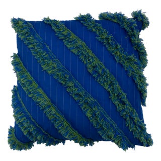 Ycswm Quilted Diagonal Cushion in Blue by Granite + Smoke For Sale