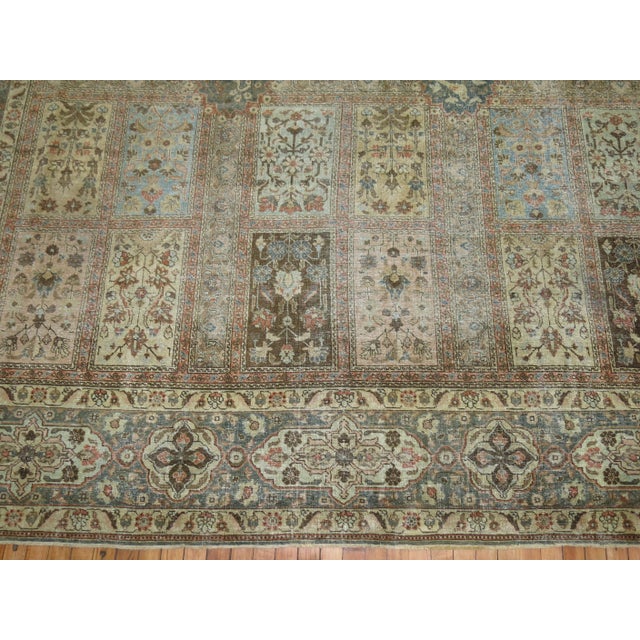 Garden Box Design Antique Persian Tabriz Room Size Rug For Sale - Image 13 of 18