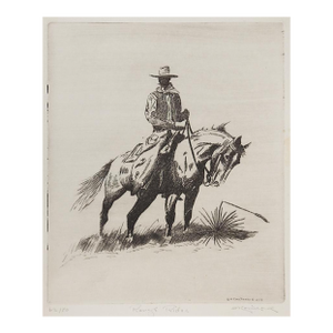1973 Cowboy and Horse Etching