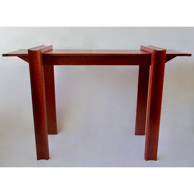 C.1987-88; Custom, Hand-crafted Console with inset central drawer, made of solid cherry wood, honed and satin finished....