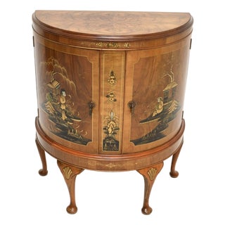 Walnut and Chinoiserie Cabinet, 1920s For Sale