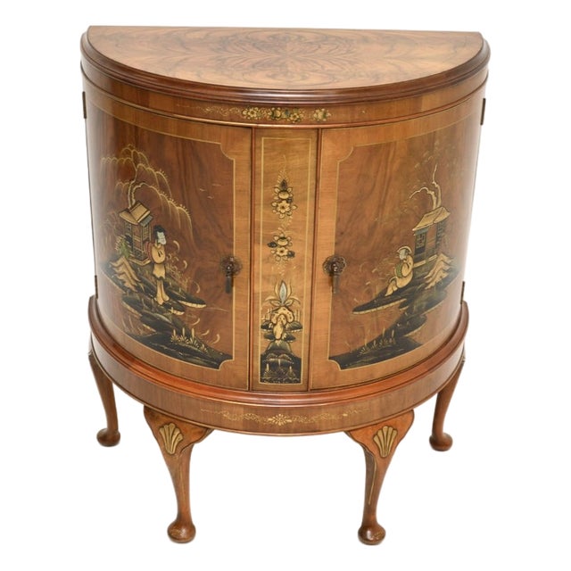 Walnut and Chinoiserie Cabinet, 1920s For Sale
