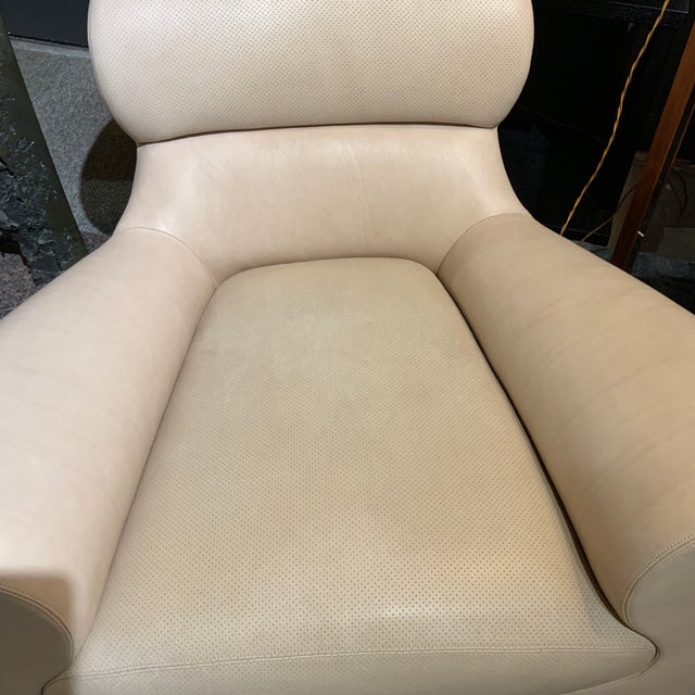 David Linley David Linley Aston Chair in Cream Leather For Sale - Image 4 of 5