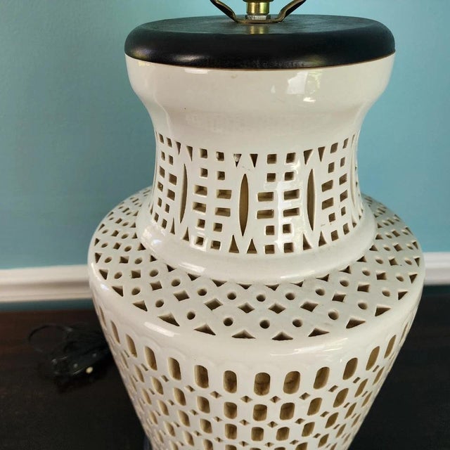 Ceramic Blanc De Chine Table Lamp Porcelain With Internal Light For Sale - Image 7 of 11