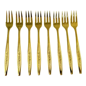 Vintage Rogers Brothers Gold Plated Appetizer Forks- Set of 8