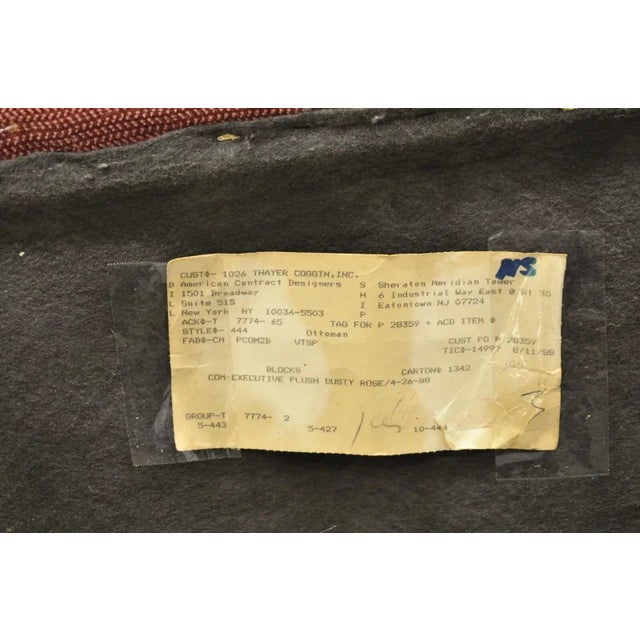 Modern Late 20th Century Vintage Thayer Coggin Modern Upholstered Mauve Color Ottoman on Wheels For Sale - Image 3 of 11