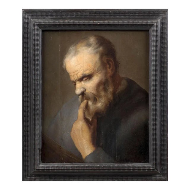 After Christoph Paudiss, Anxious Thinker, 17th Century, Oil on Canvas, Framed For Sale