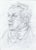 A detailed pencil drawing by Gail Hodin-Reeves (American, 20th Century); her subject - watercolor painter and astrologer...