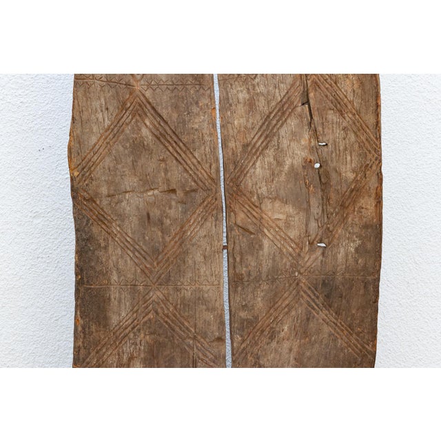 Early 20th Century Antique Farmhouse African Two Plank Carved Door For Sale - Image 5 of 8