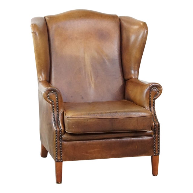 Sheep Leather Wing Chair For Sale