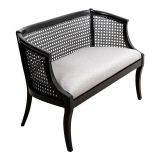 Caned Upholstered Loveseat For Sale