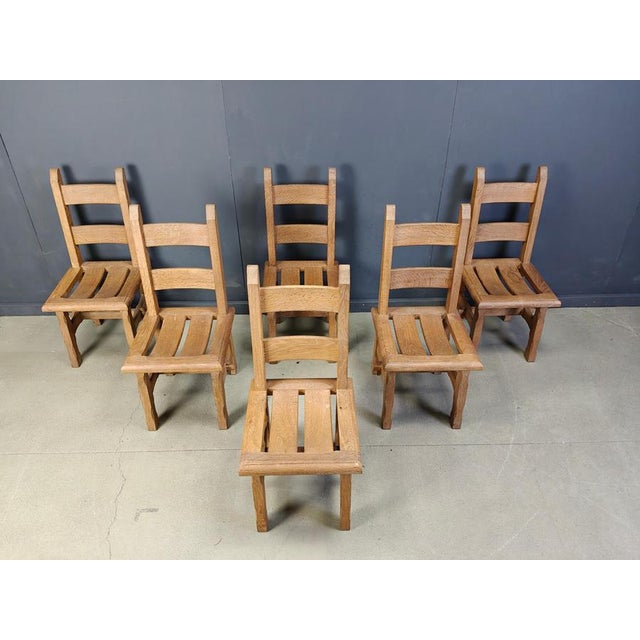 Wood Vintage Brutalist Oak Dining Chairs, 1960s, Set of 6 For Sale - Image 7 of 15