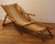 French-style deck chair with footrest, child-sized. Linen-covered lying surface. All original! Works perfectly.