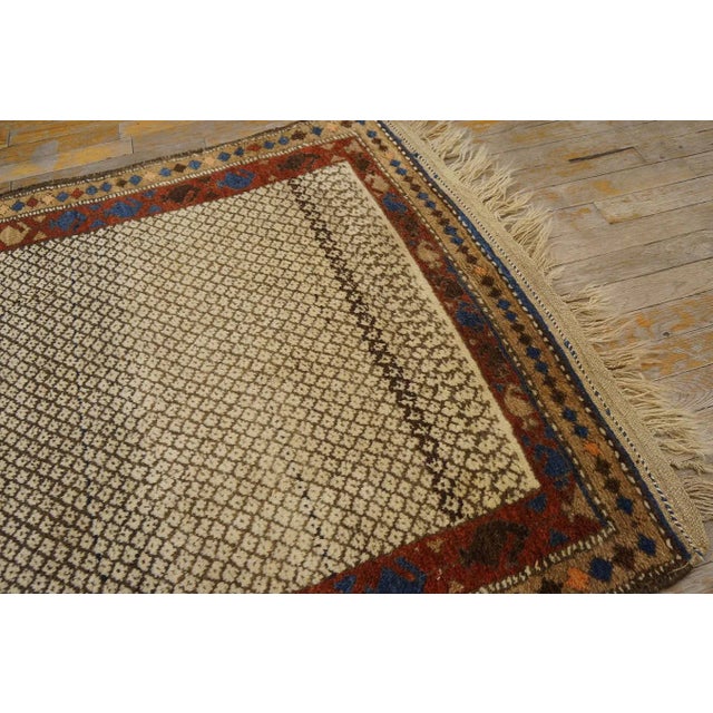 1890s Ivory Geometric Tribal Antique Nw. Persian Carpet 3' 4" X 5' Handknotted Wool Rug For Sale - Image 10 of 15