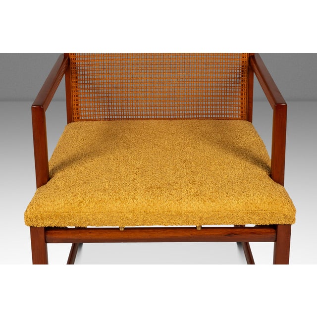 Rare Pair of Mid-Century Modern Cane-Backed Armchairs in Walnut & Bouclé Attributed to Michael Taylor for Baker (New World Collection), Usa, C. 1960s For Sale - Image 10 of 18