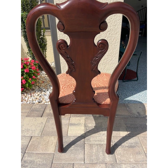 Traditional 1950s Set of 6 Custom Mahogany Queen Ann Dining Chairs For Sale - Image 3 of 12