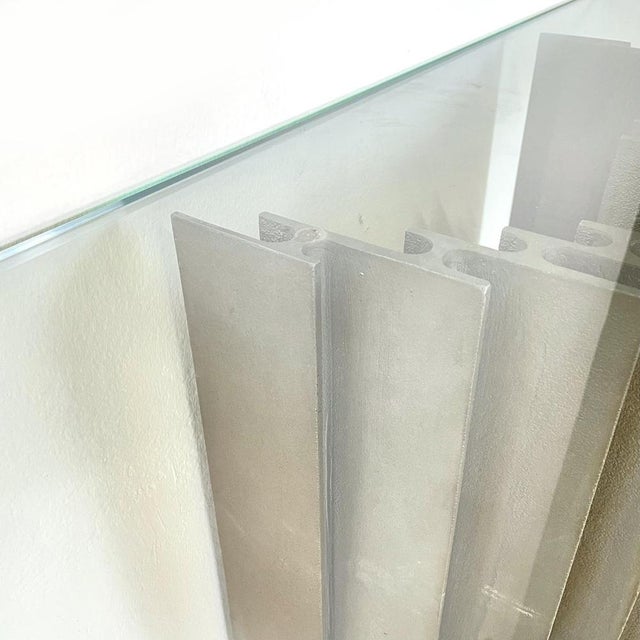 Italian Modern Glass and Cast Iron Consoles attributed to Offredi for Saporiti, 1970s, Set of 2 For Sale - Image 9 of 18