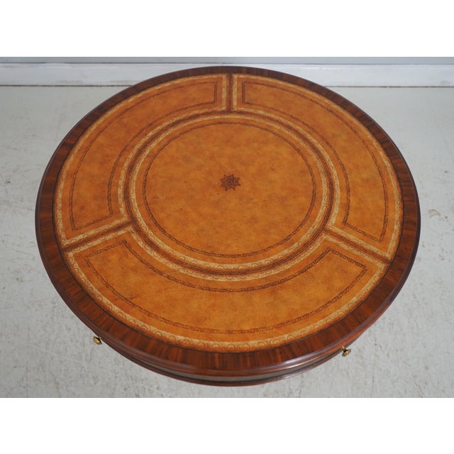 Maitland Smith Round Mahogany Leather Top Drum Table For Sale In Philadelphia - Image 6 of 18
