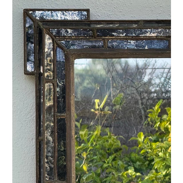 exquisite vintage italian mirror with wood/ gilt frame and inset antiqued corner style mirror panels. original patina...