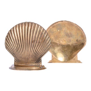 Pair of Brass Shell Bookends For Sale