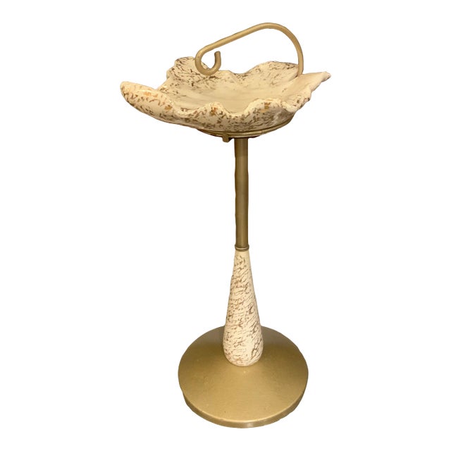 1950s Capodimonte Gold Leaf Floor Ashtray Stand For Sale