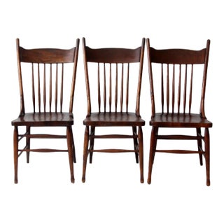 Antique Spindle Back Dining Chairs Set of 3 For Sale