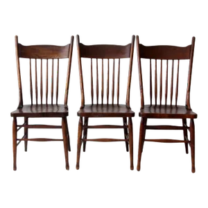 Antique Spindle Back Dining Chairs Set of 3