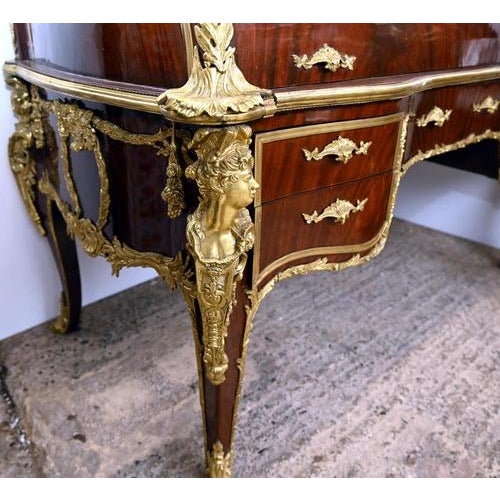 Metal French Louis XV Cylinder Roll Top Secretaire For Sale - Image 7 of 15