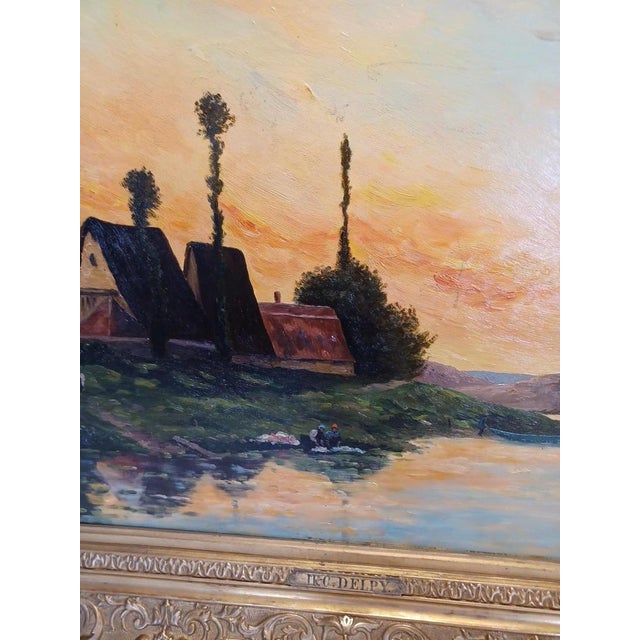 Henry Jacques Delpy, Bord de Seine, Early 1900s, Oil on Panel, Framed For Sale - Image 7 of 15