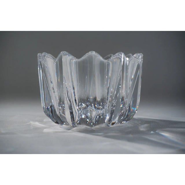 1980's Swedish Brutalist Vintage Orrefors Crystal Fleur Bowl by Jan Johansson, Signed For Sale - Image 6 of 8