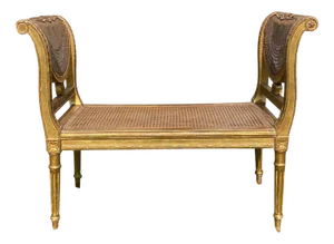 Small Louis XVI Bench Golden Wood & Cannage