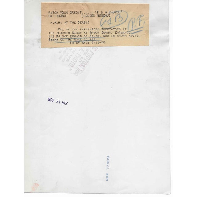 1928 Prince of Wales Attends Classic Derby at Epsom Downs Photograph For Sale - Image 4 of 5