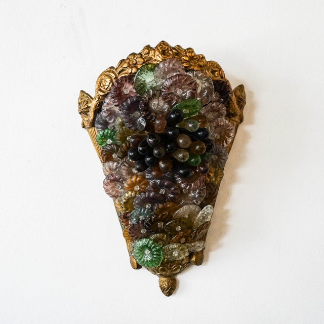 Metal Cornucopia Wall Sconces in Murano Glass, Italy, 1980, Set of 2 For Sale - Image 7 of 17