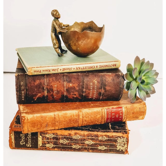 Vintage Bronze Metal Figurine Basket For Sale - Image 11 of 13