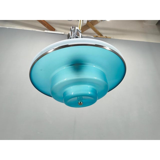 Metal Bauhaus Adjustable Ceiling Light in Brass and Glass from Otto Mueller, 1930s For Sale - Image 7 of 17