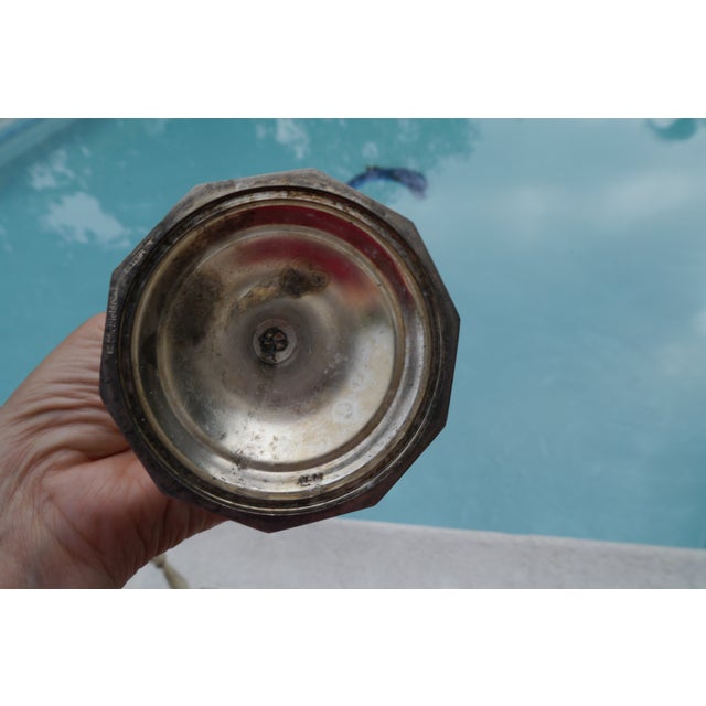 Art Deco Vintage Italy Sheffield Silver Plated Matching Candleholders - a Pair For Sale - Image 3 of 11